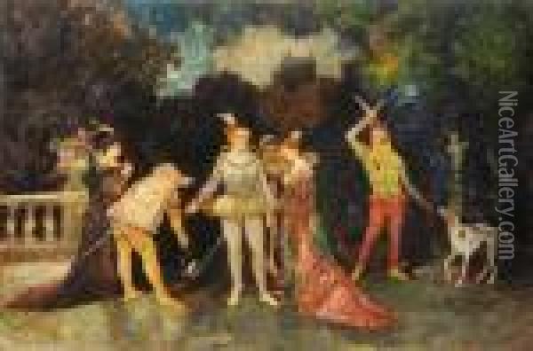 Scene Galante Oil Painting - Adolphe Joseph Th. Monticelli