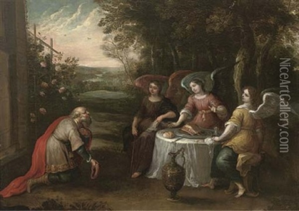 Abraham And The Three Angels Oil Painting - Hendrik van Balen the Elder
