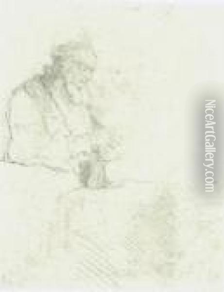 Old Man In Meditation Oil Painting - Rembrandt Van Rijn