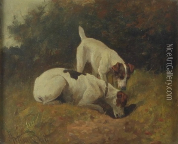 Terriers Oil Painting - Arthur Batt
