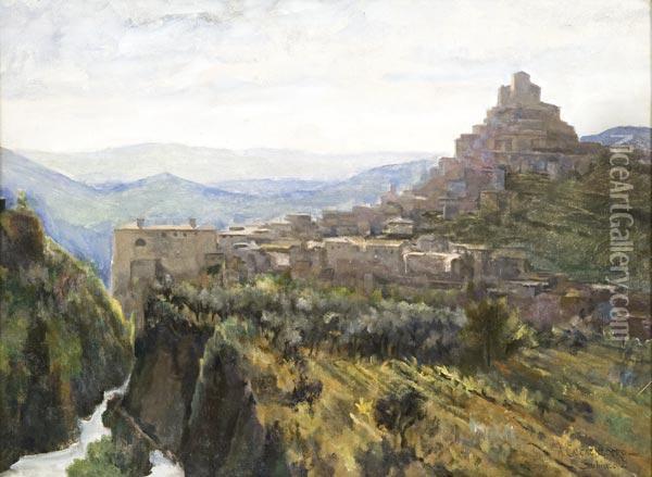 Veduta Di Subiaco Oil Painting - Antonio Calcagnadoro