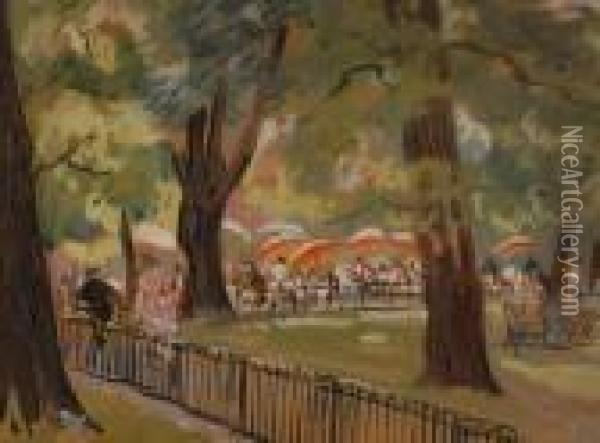 Busy Park Scene Oil Painting - George Leslie Hunter
