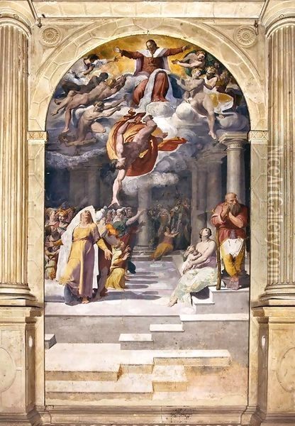 Annunciation of the Birth of John the Baptist Oil Painting - Pellegrino Tibaldi