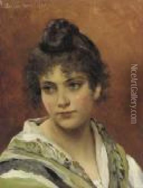 A Young Beauty Oil Painting - Eugene de Blaas