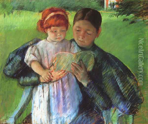 Nurse Reading To A Little Girl Oil Painting - Mary Cassatt