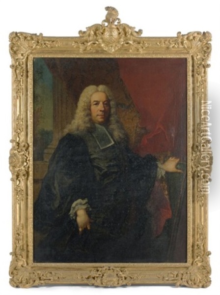 Portrait De Gentilhomme A Perruque Et Robe De Magistrat Oil Painting - Nicolas de Largilliere