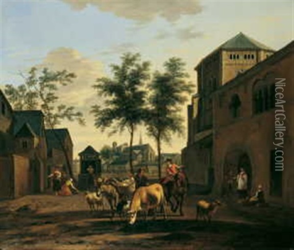 Blick Auf Koln Mit Den Kirchen St. Gereon Und St. Pantaleon Oil Painting - Gerrit Adriaensz Berckheyde