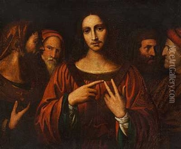 Kristus Og Farisaeerne Oil Painting - Bernardino Luini