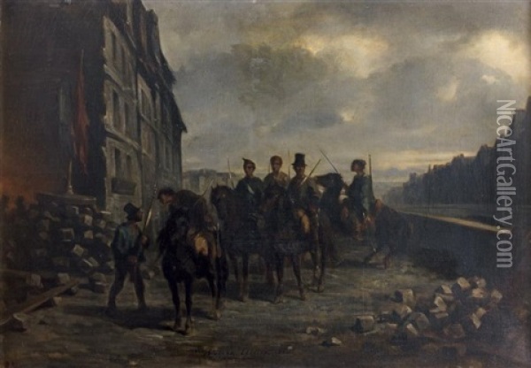 Patrouille De Nuit Oil Painting - Adolphe Pierre Leleux