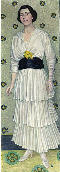A Portrait Of Mevrouw Nijhoff-seldorff, Full Length; Together With Another Work By Rans Hogerwaard Oil Painting - Wilhelm List
