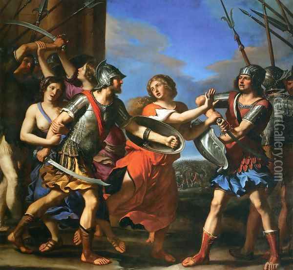 Hersilia Separating Romulus and Tatius Oil Painting - Guercino