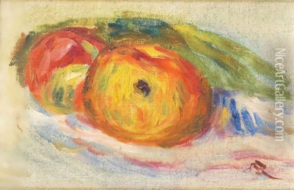 Deux Pommes Oil Painting - Pierre Auguste Renoir