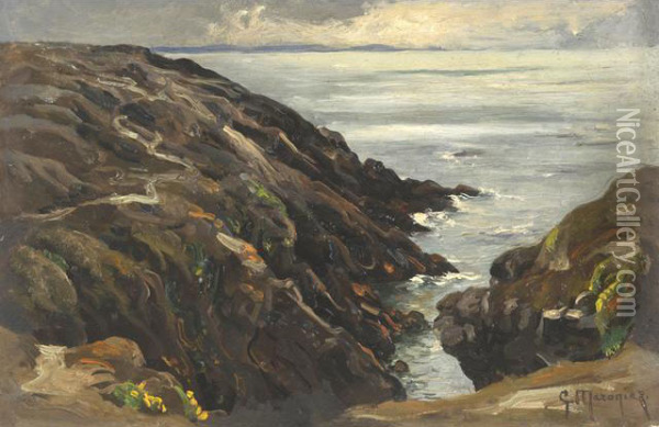 Cote Sauvage A Quiberon Oil Painting - Georges Philibert Charles Marionez