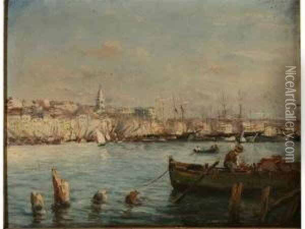 Vue D Un Port Mediterraneen Oil Painting - Robert Mols