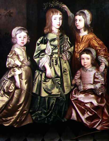 Group portrait of four children, c.1650 Oil Painting - Gerard Soest