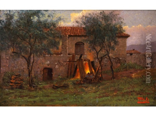 Der Bauernhof Oil Painting - Frigyes Friedrich Miess