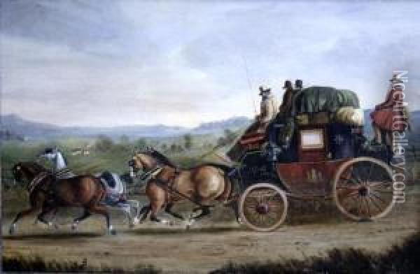 The London To Glasgow Mail Coach Oil Painting - Charles Cooper Henderson