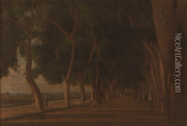 Lebbek Avenue, Cairo Oil Painting - Ernest Wadsworth Longfellow
