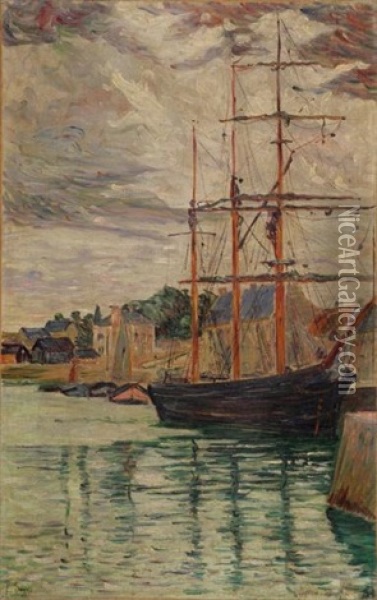 Voilier A Quai, Port-en-bessin Oil Painting - Paul Signac