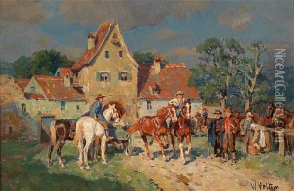 Horse Market Oil Painting - Wilhelm Velten