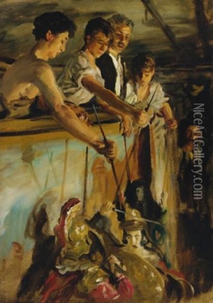 Marionettes (behind The Curtain (marionettes); Behind The Curtain) Oil Painting - John Singer Sargent