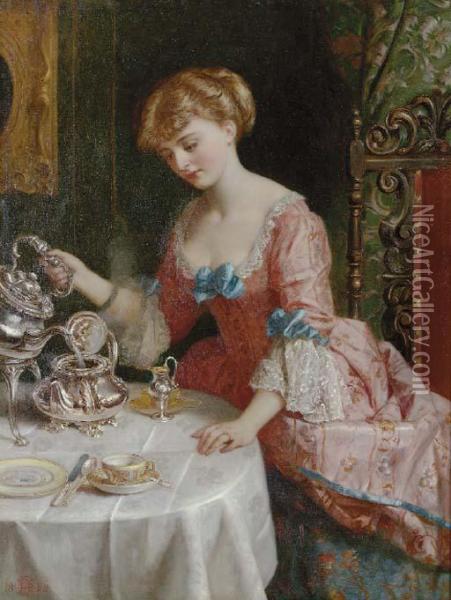 Tea Time Oil Painting - Thomas P. Hall