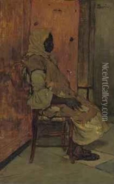 A Seated Lady Oil Painting - Henry Rul