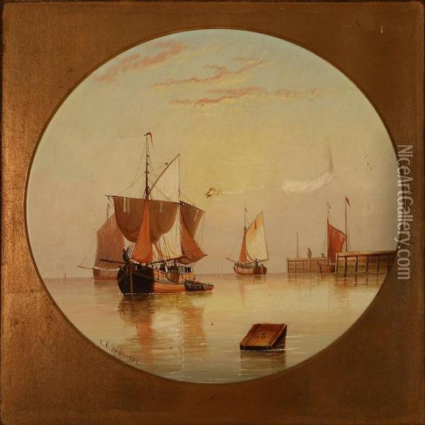 Coastal Scene With Sailing Ships Oil Painting - Edward King Redmore