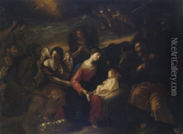 L'adorazione Dei Pastori Oil Painting - Valerio Castello