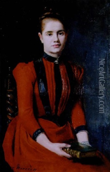 Jeune Fille A La Robe Rouge Oil Painting - Eleanor Norcross