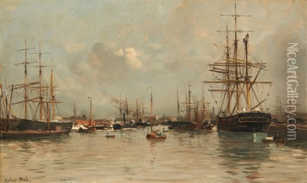 Vue Du Port D'anvers Oil Painting - Robert Charles Gustave Laurens Mols