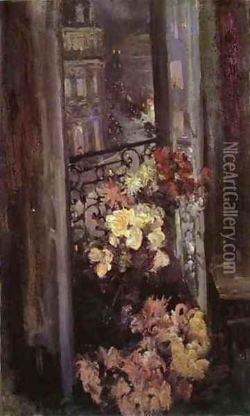 A Parisian Balcony 1908 Oil Painting - Bernardo Strozzi