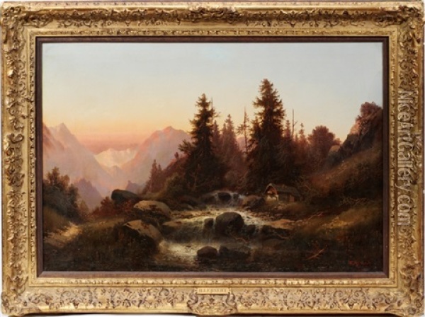 Sunset Scene Oil Painting - Hildegard Lehnert