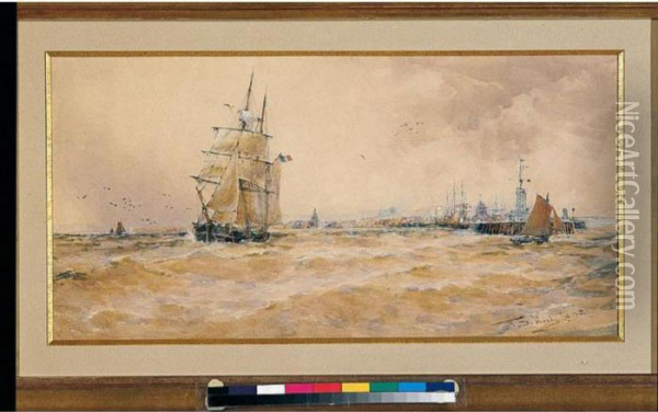 Leaving Harbour Oil Painting - Thomas Bush Hardy