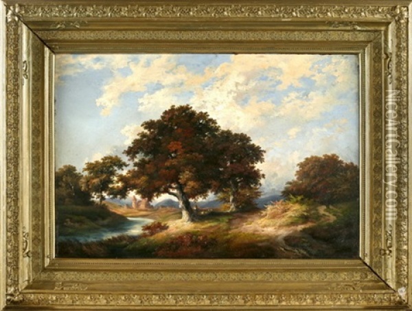 Romantische Landschaft Mit Bachlauf Oil Painting - Conrad Grefe