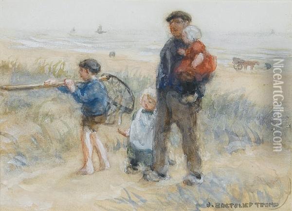 The Fisherman's Return Oil Painting - Jan Zoetelief Tromp