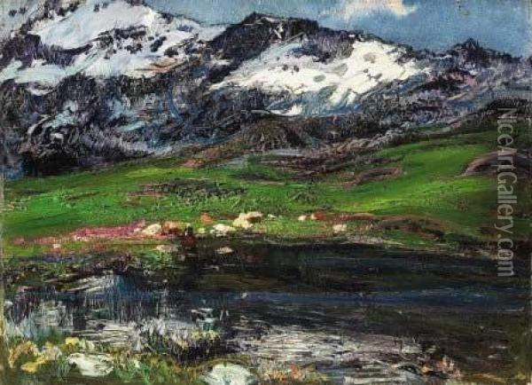 Il Lago Del Gabiet Oil Painting - Andrea Tavernier