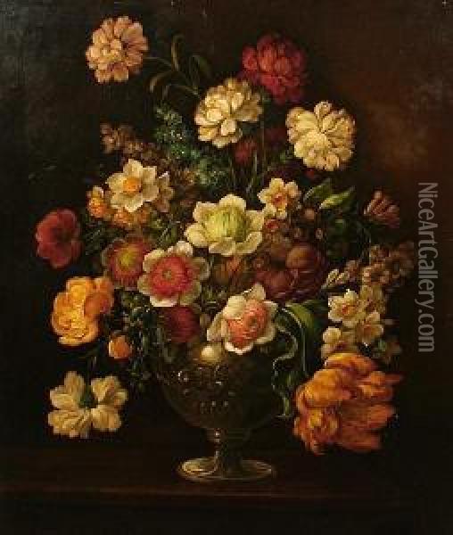 Still Life Of Mixed Flowers Oil Painting - Andrea Scaccati