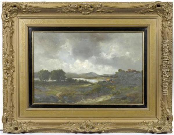 Bavarian Stormy Landscape Oil Painting - August Albert Zimmermann
