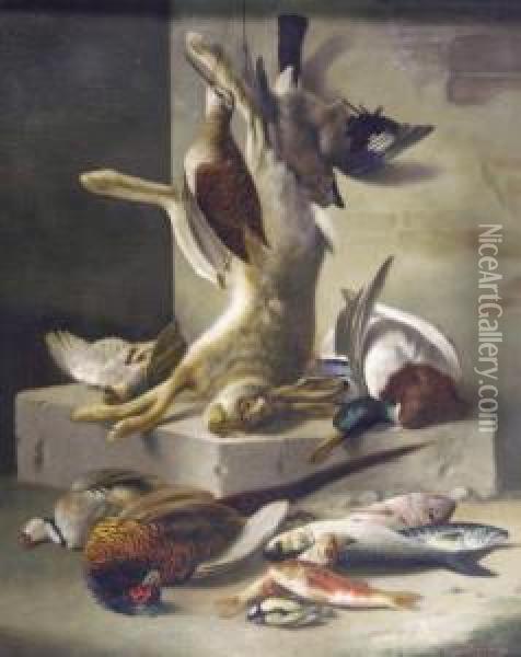 Grande Natura Morta Di Pesci E Animali Oil Painting - Francesco Malacrea
