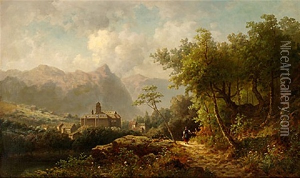 Schloss Tarasp Bei Scuol Oil Painting - Hans Dahl