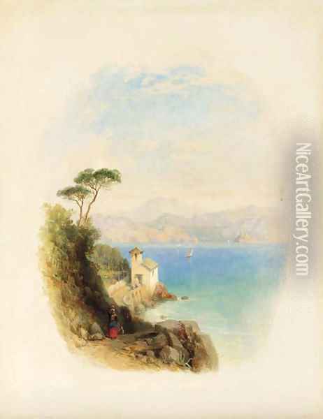 The Gulf of Spezia, Shelley's Tomb Oil Painting - George Edwards Hering
