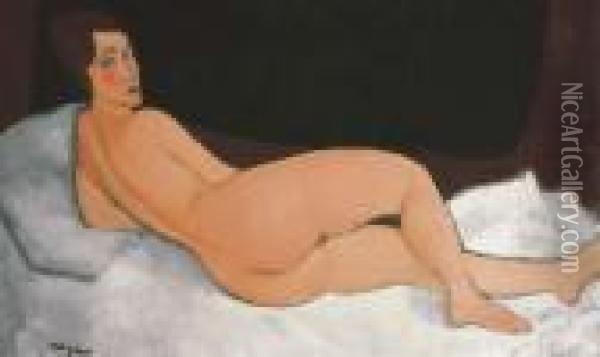 Nu Couche (sur Le Cote Gauche) Oil Painting - Amedeo Modigliani
