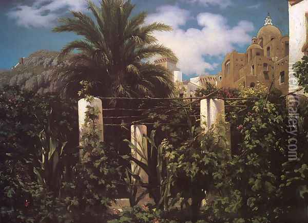 Garden of an Inn, Capri Oil Painting - Lord Frederick Leighton