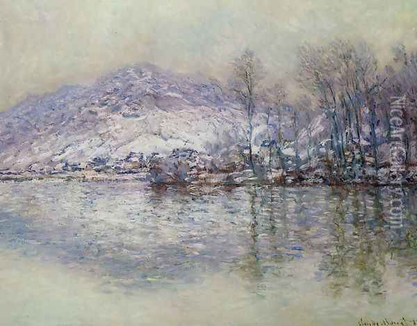 The Seine At Port Villez Snow Effect Oil Painting - Claude Oscar Monet