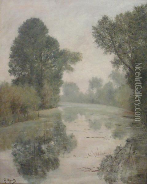 Lac Oil Painting - Georgette Agutte