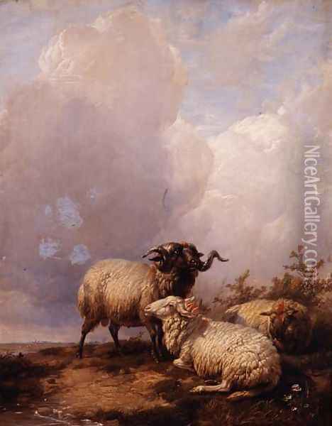 Sheep in Landscape Oil Painting - Thomas Sidney Cooper