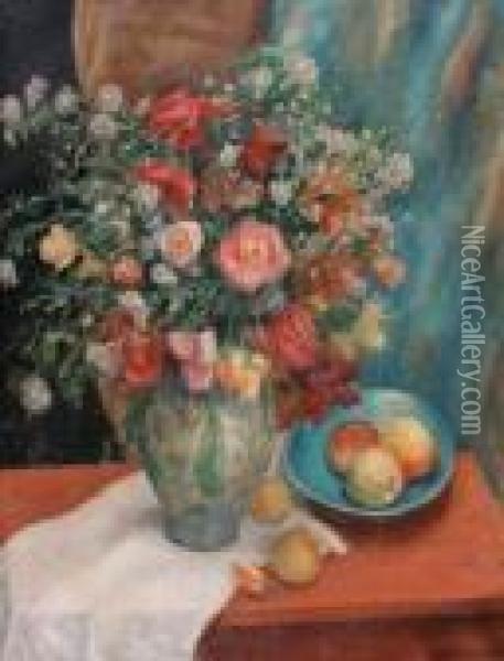 Nature Morte Aux Fleurs Et Aux Fruits Oil Painting - Albert Wenbaum