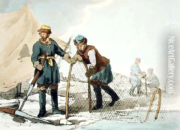 Winter Fishing Oil Painting - John Augustus Atkinson