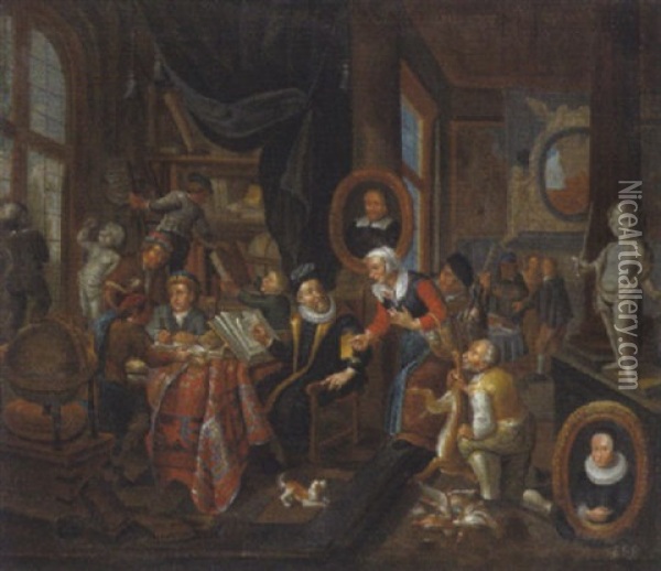 Beim Steuereinnehmer Oil Painting - Balthasar Van Den Bossche